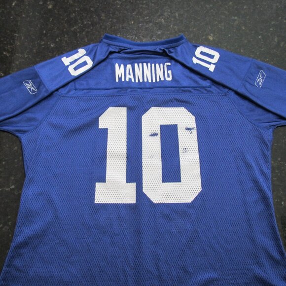 Vintage Reebok on Field Womens NFL NY Eli Manning #10 XL Blue w/ White Jersey - Picture 9 of 16